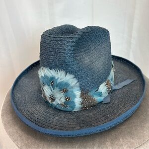 Riley & McCormick blue feather top hat
